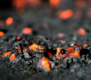 Burning Ashes of Coconut Charcoal